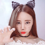 女性用 レース ラブリー キャットイヤーヘアバンド ヘッドチェーン