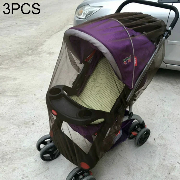 3枚セット 150cm ベビープッシュチェア用蚊よけ虫よけネット 安全乳児保護メッシュ ストローラーアクセサリー 蚊帳