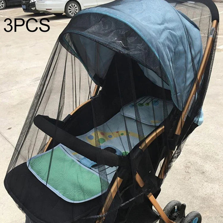 3枚セット 150cm ベビープッシュチェア用蚊よけ虫よけネット 安全乳児保護メッシュ ストローラーアクセサリー 蚊帳