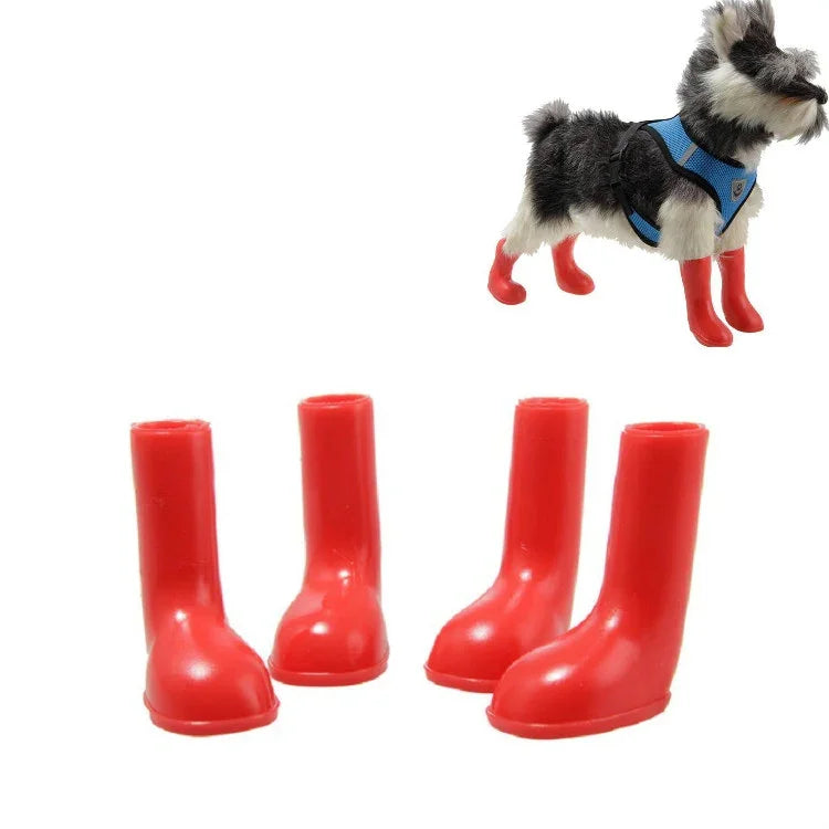 4個セット ペットレインブーツ 防水滑り止め犬用シューズ、S、M、L