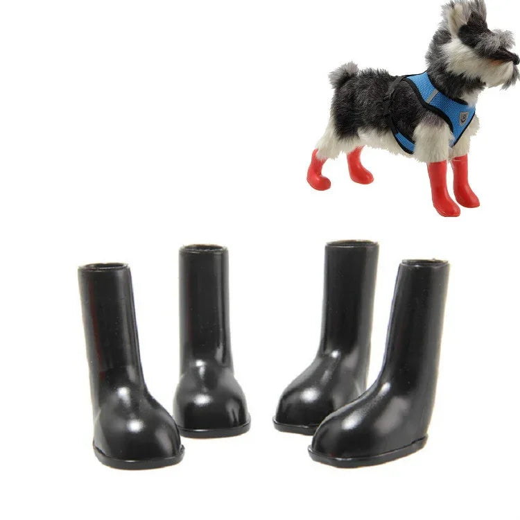 4個セット ペットレインブーツ 防水滑り止め犬用シューズ、S、M、L