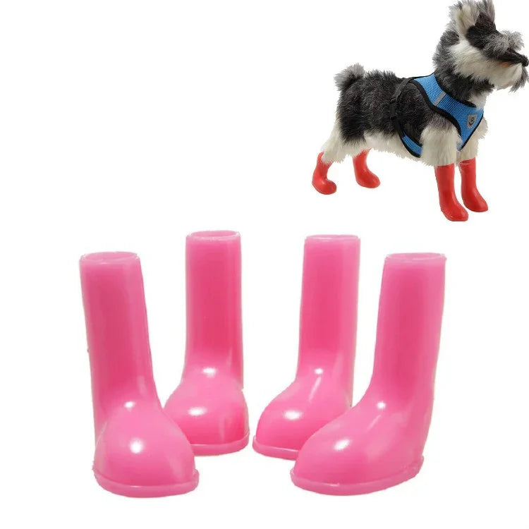 4個セット ペットレインブーツ 防水滑り止め犬用シューズ、S、M、L