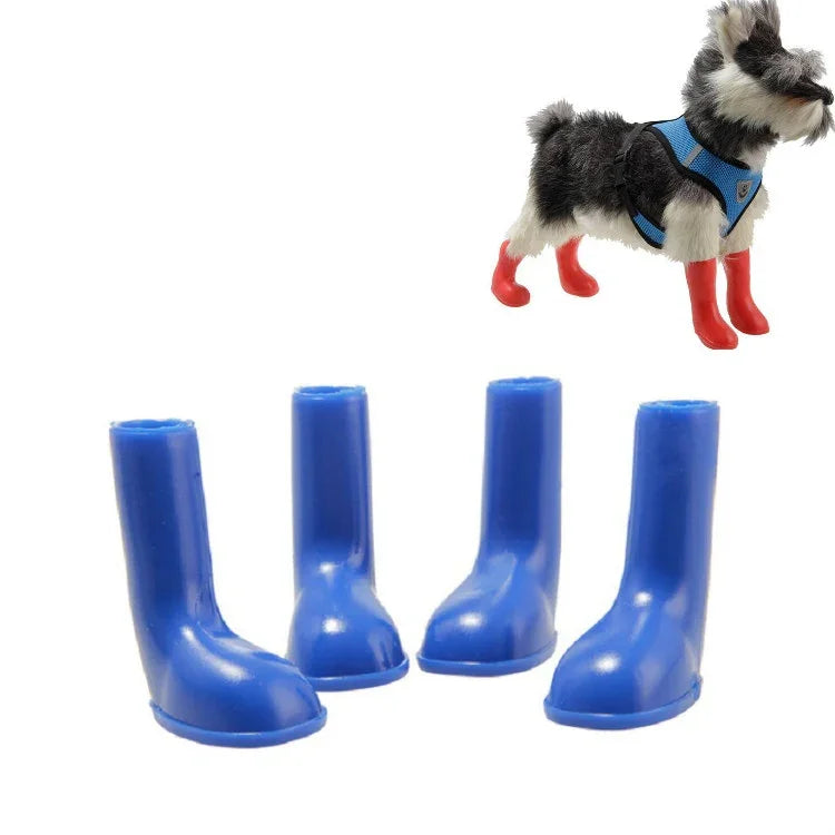 4個セット ペットレインブーツ 防水滑り止め犬用シューズ、S、M、L