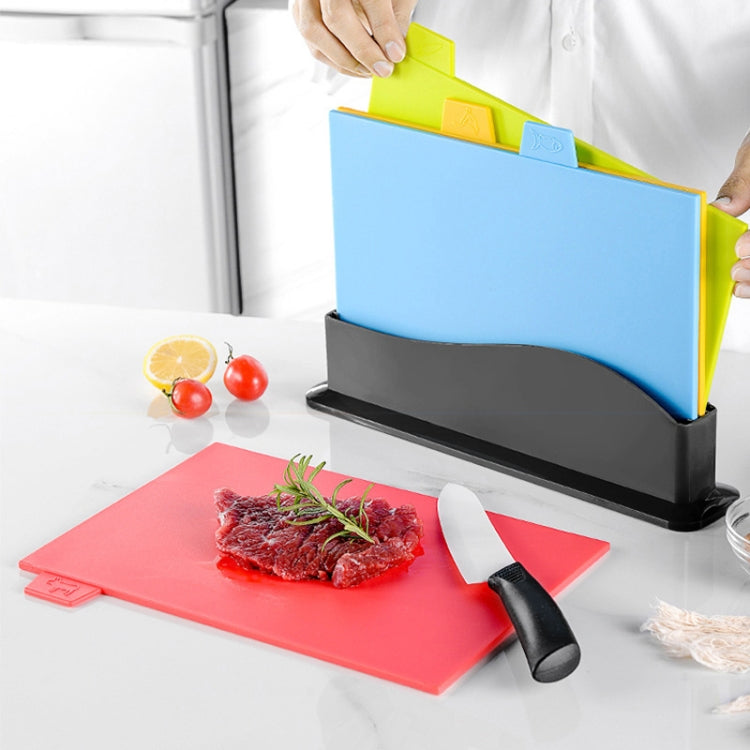 4-in-1 分類まな板 多機能 家庭用 プラスチック製 フルーツカッティングボードセット、4-in-1 正方形