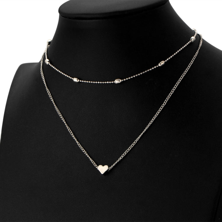 ジュエリー ヴィンテージシンプル銅製ハート多層鎖骨ネックレス 卸売 ネックレス シルバー、ゴールド