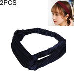 2個セット ファッション ベルベット ワイド クロスノットヘッドバンド 女性用 エラスティックヘアバンド