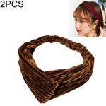 2個セット ファッション ベルベット ワイド クロスノットヘッドバンド 女性用 エラスティックヘアバンド