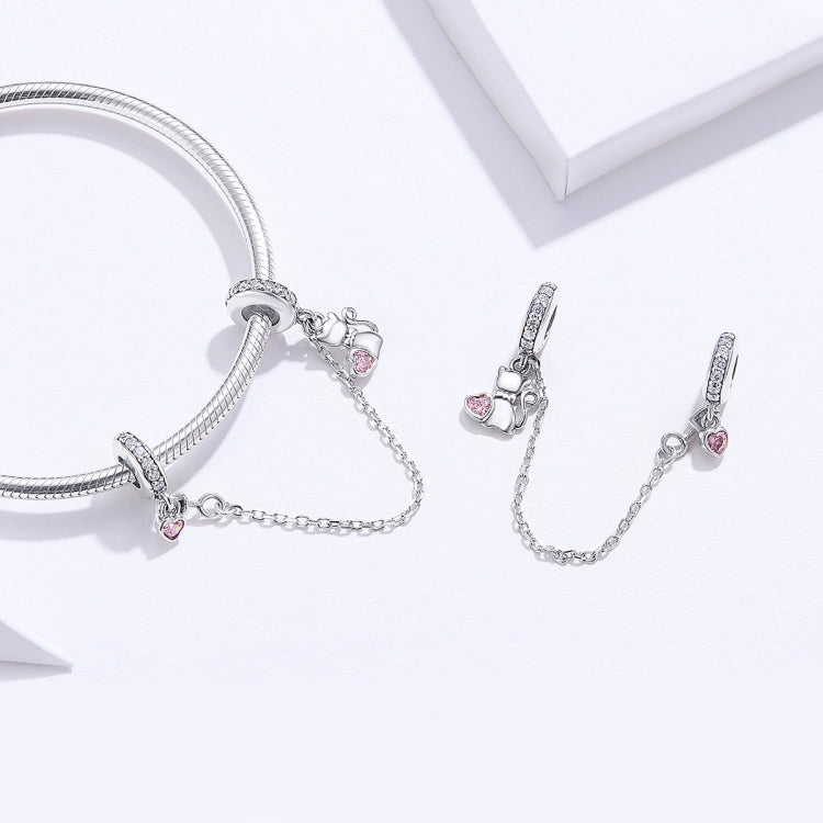 S925銀製 猫のセーフティチェーン DIYブレスレットアクセサリー