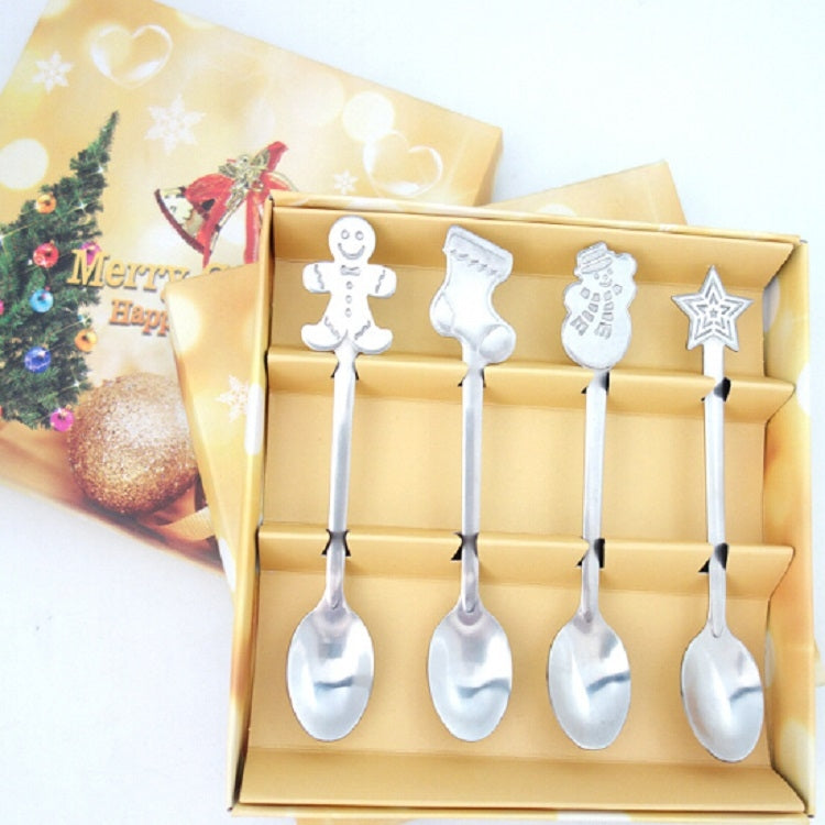 2セット クリエイティブ ステンレス製 クリスマス用カトラリー4点セット