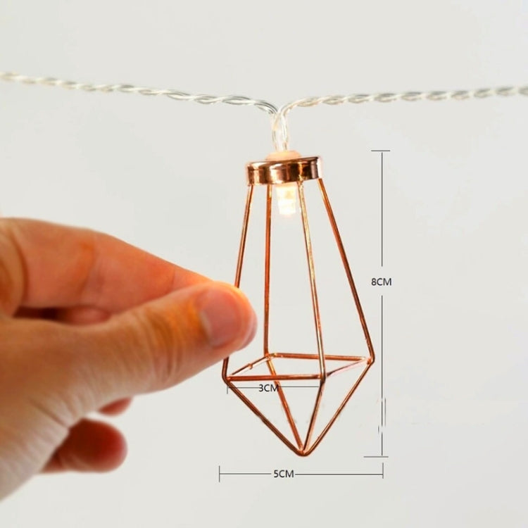 1.5m 10灯 レトロ鉄製ダイヤモンド ホームデコレーション LEDフェアリーストリングライト