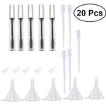 5個セット 12ml 空マスカラチューブ まつげブラシ付き + 5個のじょうごと移し替えピペットセット キャスターオイルDIY容器セット