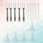 5個セット 12ml 空マスカラチューブ まつげブラシ付き + 5個のじょうごと移し替えピペットセット キャスターオイルDIY容器セット