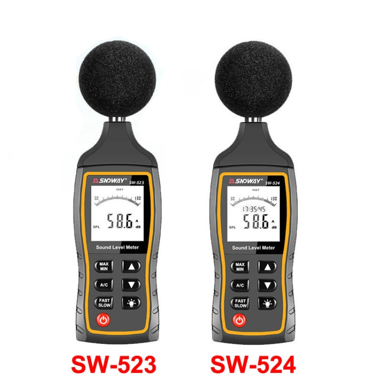 SNDWAYハンドヘルド高精度騒音デシベルメーター、SW523、SW524（ストレージ＋USB通信）