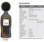 SNDWAYハンドヘルド高精度騒音デシベルメーター、SW523、SW524（ストレージ＋USB通信）