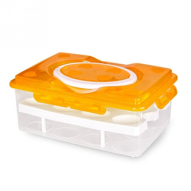 携帯用2層24スロットPPプラスチック卵ホルダー収納ケースボックス