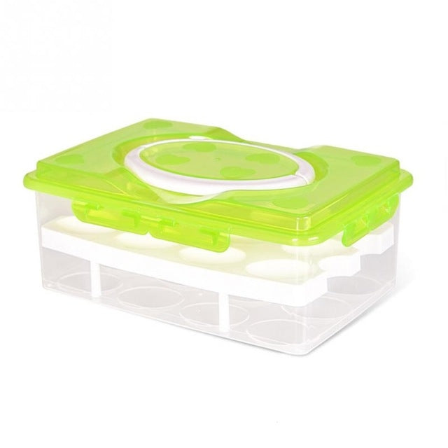 携帯用2層24スロットPPプラスチック卵ホルダー収納ケースボックス