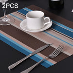 2枚セット キッチン ダイニングテーブル用 プレースマット ナプキン 耐熱PVC ストライプマット プレースマット マンテレス ドイリー コースター カップパッド