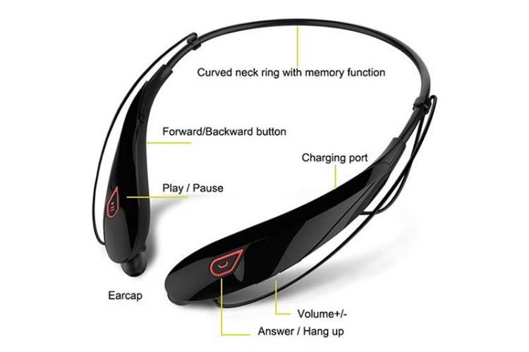 大容量バッテリー ハンズフリー スポーツ ワイヤレス Bluetooth ステレオイヤホン マイク付き