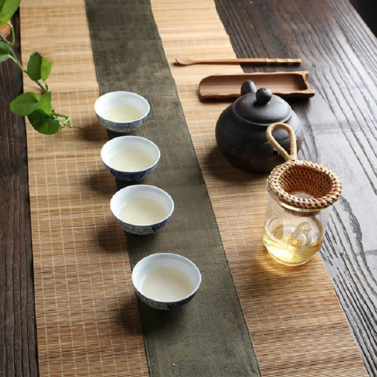 竹編みクリエイティブフィルター再利用可能フィルターティーコランダーガジェット、竹根茶こし、竹棒ガーゼ梅茶こし、竹棒穴茶こし、取っ手付き籐茶排水、竹編み茶こし、竹かご茶こし