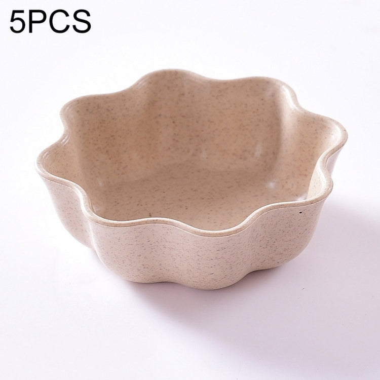 5個入り クリエイティブプラム形皿 麦わら調味料皿 スナックプレート チリソース ケチャップ ドレッシング 塩皿 サイズ:7x7x2.5cm
