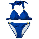 2イン1 セクシー無地水着セット レディースビーチビキニ水着, S, M, L, XL, XXL