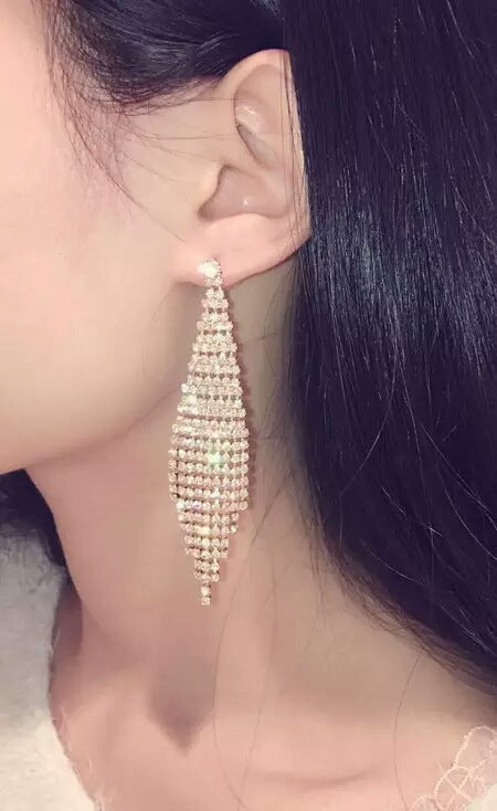 スーパーフラッシュダイヤモンド二色タッセルピアス レディース用、ゴールドクリップピアス、ゴールドスタッドピアス、シルバークリップピアス、シルバースタッドピアス