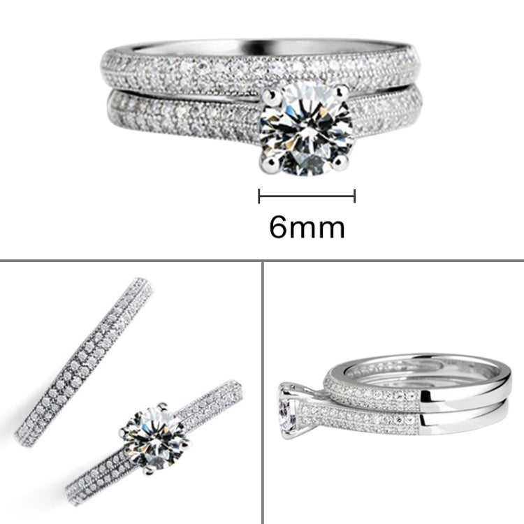 シルバー ダブルジルコン 結婚指輪セット、8、9、10、11、12、13、14、15、16、17、18、19、20、21