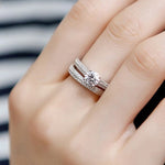 シルバー ダブルジルコン 結婚指輪セット、8、9、10、11、12、13、14、15、16、17、18、19、20、21