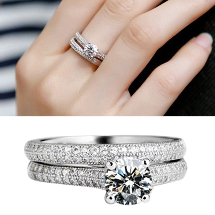 シルバー ダブルジルコン 結婚指輪セット、8、9、10、11、12、13、14、15、16、17、18、19、20、21