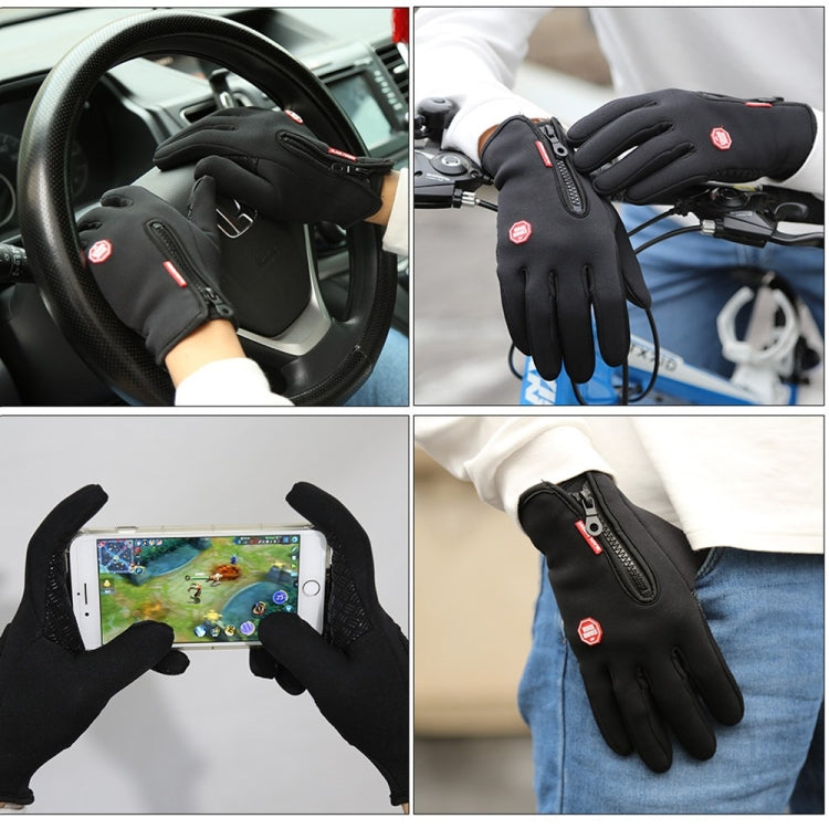 アウトドアスポーツハイキング冬用レザーソフト暖かいバイクグローブ 男女兼用, L, M, S, XL