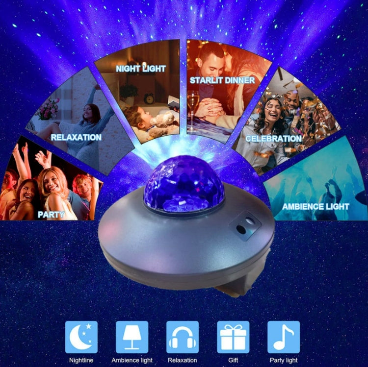 LED ウォーターウェーブ レーザー 星空プロジェクターライト USB リモコン Bluetooth 音声操作 レーザーライト 回転マジックボールライト