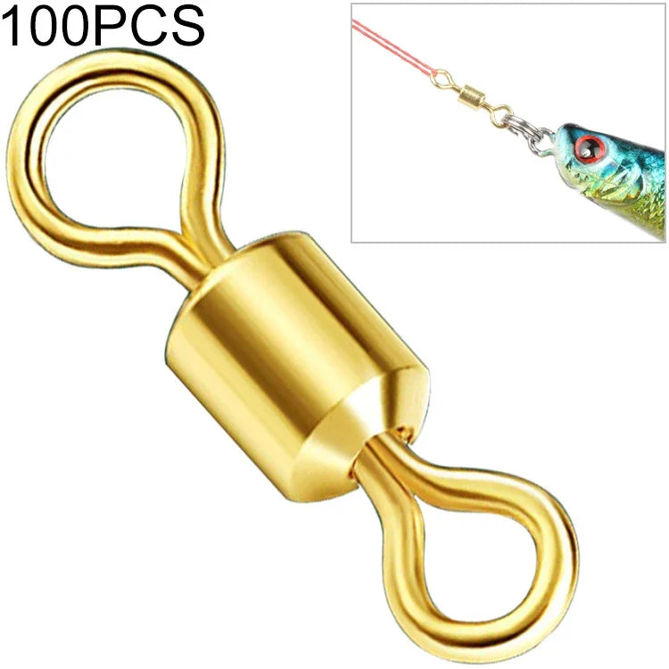 100個セット釣りタックル用品 Zimuスイベル 金メッキスイベル釣りアクセサリー、長さ1.1cm、長さ1.0cm、長さ0.9cm、長さ0.8cm