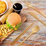 旅行用クリエイティブ竹ストロー食器セット ナイフ フォーク スプーン 箸 布袋付き