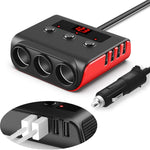 TR12 100W Car Cigarette Lighter One Drag Three With Switch Voltage Display 4USB Car Cigarette Lighteri, TR12 (Black), TR12