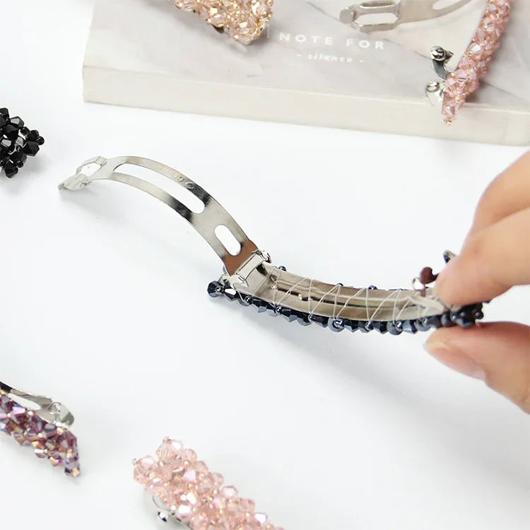 ファッション ガールズ ヘッドウェア クリスタル ラインストーン エラスティックヘアクリップ ヘアアクセサリー