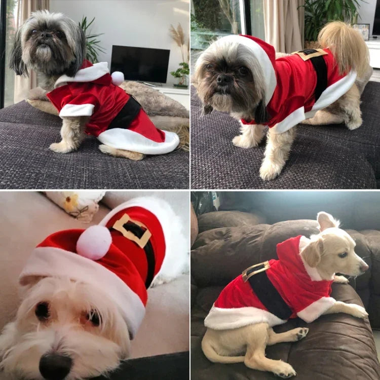 クリスマス犬服 小型犬用サンタ犬衣装 冬用ペットコート, L, M, S, XS, XXS