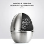 機械式卵型キッチンクッキングタイマー アラーム60分 ステンレス製キッチンツール 機械式エッグタイマー