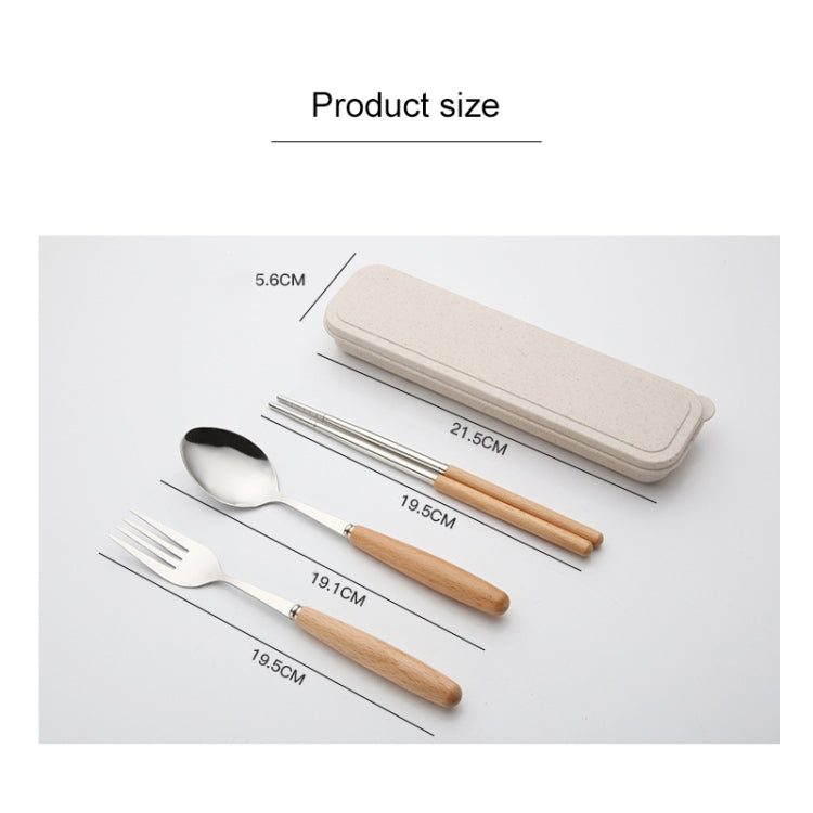 3-in-1 スプーン・箸・フォーク カトラリーセット 三点セット クリエイティブ 学生用 携帯用食器 木製ハンドルスプーン・フォーク・箸三点セット 木製スプーン・箸二点セット