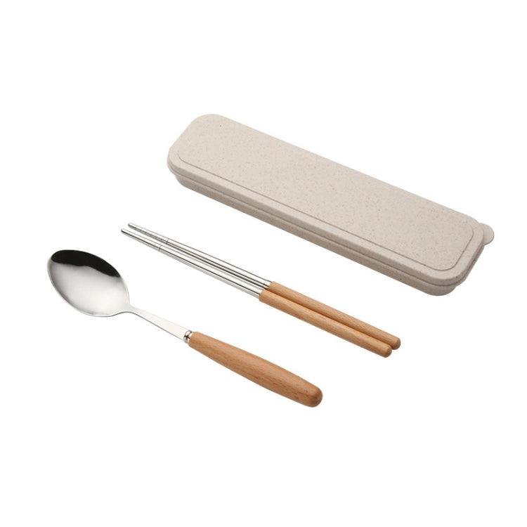 3-in-1 スプーン・箸・フォーク カトラリーセット 三点セット クリエイティブ 学生用 携帯用食器 木製ハンドルスプーン・フォーク・箸三点セット 木製スプーン・箸二点セット