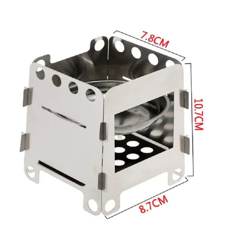 Camping Wood Stove Ultralight Folding Pocket Stove Outdoor Backpacking Cooking Wood Burning Stove Aluminum-Titanium, 7.8 x10.7x8.7cm