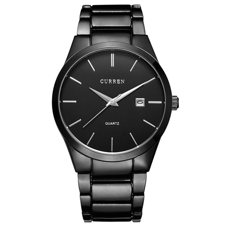 CURREN 8106 ファッション ビジネス カレンダー 防水 フルスチール クォーツ時計、ブラックケース ブラック文字盤、ホワイトケース ブラック文字盤、ブラックケース ホワイト文字盤、ホワイトケース ホワイト文字盤