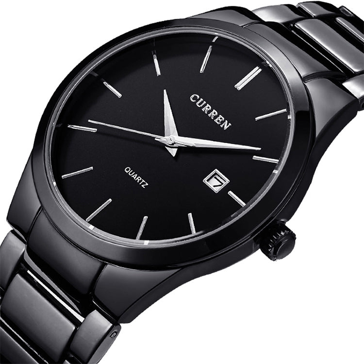 CURREN 8106 ファッション ビジネス カレンダー 防水 フルスチール クォーツ時計、ブラックケース ブラック文字盤、ホワイトケース ブラック文字盤、ブラックケース ホワイト文字盤、ホワイトケース ホワイト文字盤