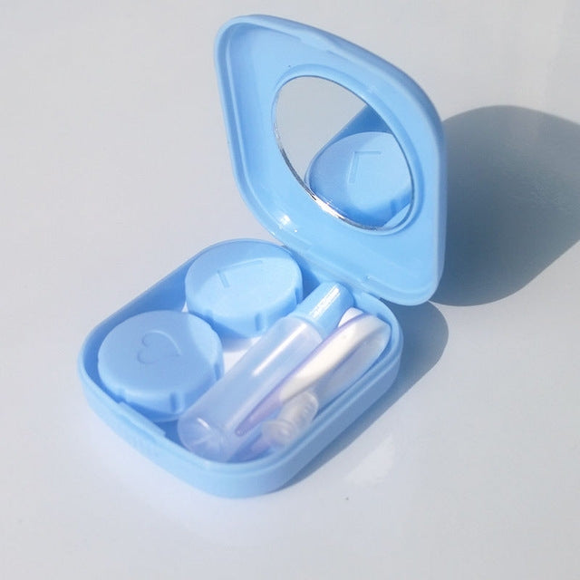 5個セットミニスクエアプラスチックコンタクトレンズケース鏡付き
