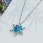 チャーム ヴィンテージ クリスタル 雪の結晶 ジルコン フラワー シルバー ネックレス ペンダント ジュエリー ギフト 女性用、シーブルー、スカイブルー