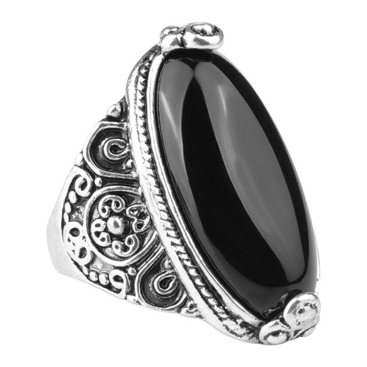ファッション ヴィンテージ オーバル ターコイズ フラワー リング 女性用 アンティークシルバージュエリー、7、8、10