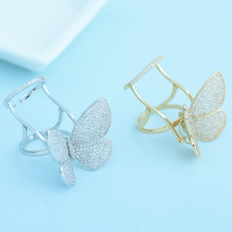 ファッション 調節可能 バタフライ シェイプ リング ダイヤモンド付き 女性用ジュエリー、7、8、9
