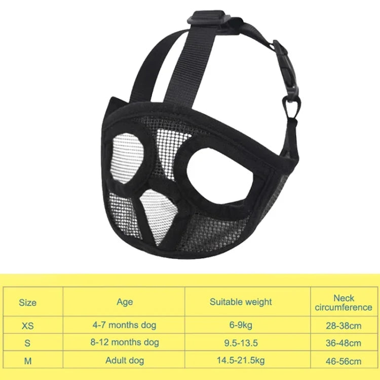 ペットブルドッグ口カバー マスク ペット用品、全網カバーバージョン、XXS、XS、S、M、L