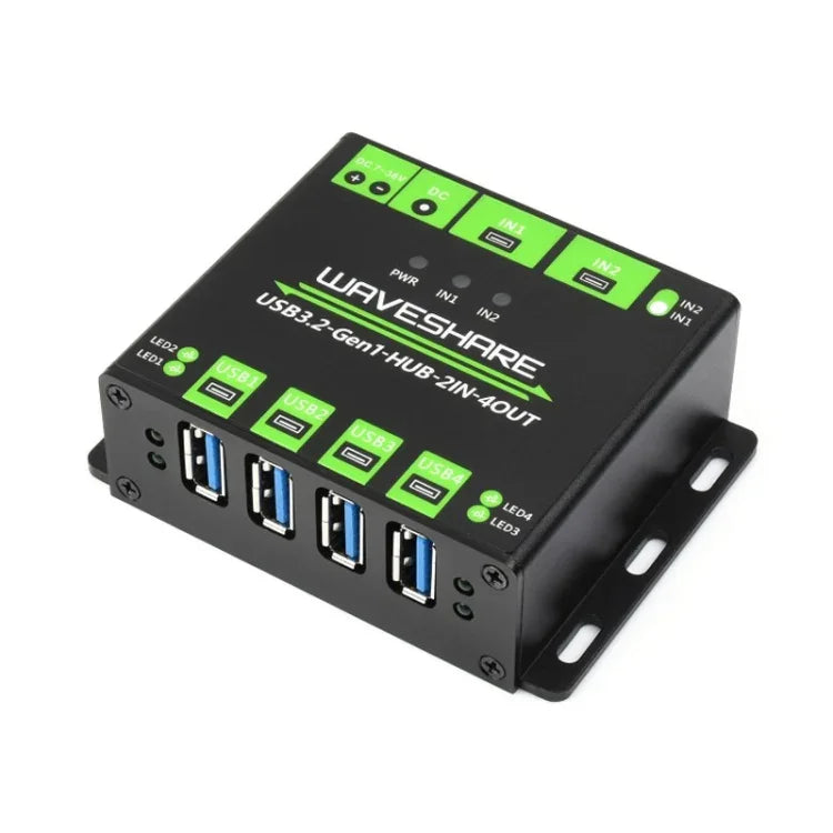 Waveshare 23929 USBハブ、4ポート USB 3.2 拡張、切替可能なデュアルホスト、マルチプロテクション、23929