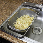 ステンレス折りたたみ式フィルター キッチンツール 排水用 家庭用伸縮野菜果物バスケット、24x34x11cm、18x27x11cm