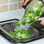 ステンレス折りたたみ式フィルター キッチンツール 排水用 家庭用伸縮野菜果物バスケット、24x34x11cm、18x27x11cm